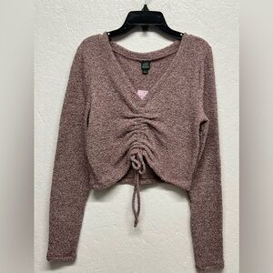 Wild Fable - Women's Long Sleeve V-Neck Ruched
Front Fitted Sweater Knit T-Shirt
